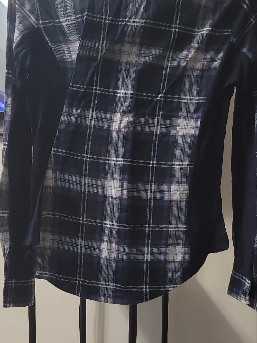 Polly & Esther Navy, White and Light Blue Plaid Button-Up Shirt - Picture 6 of 7